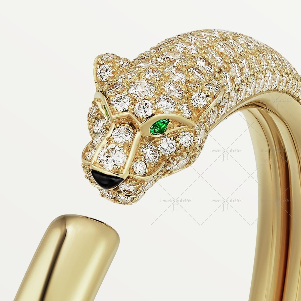 PANTHERE DE paved at head bracelet Diamond Onyx Emerald Yellow gold