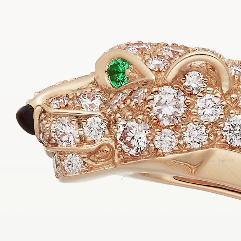 PANTHERE DE paved at head bracelet Diamond Onyx Emerald Rose gold