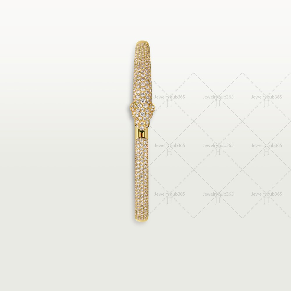 PANTHERE DE paved at head-tail bracelet Diamond Onyx Emerald Yellow gold