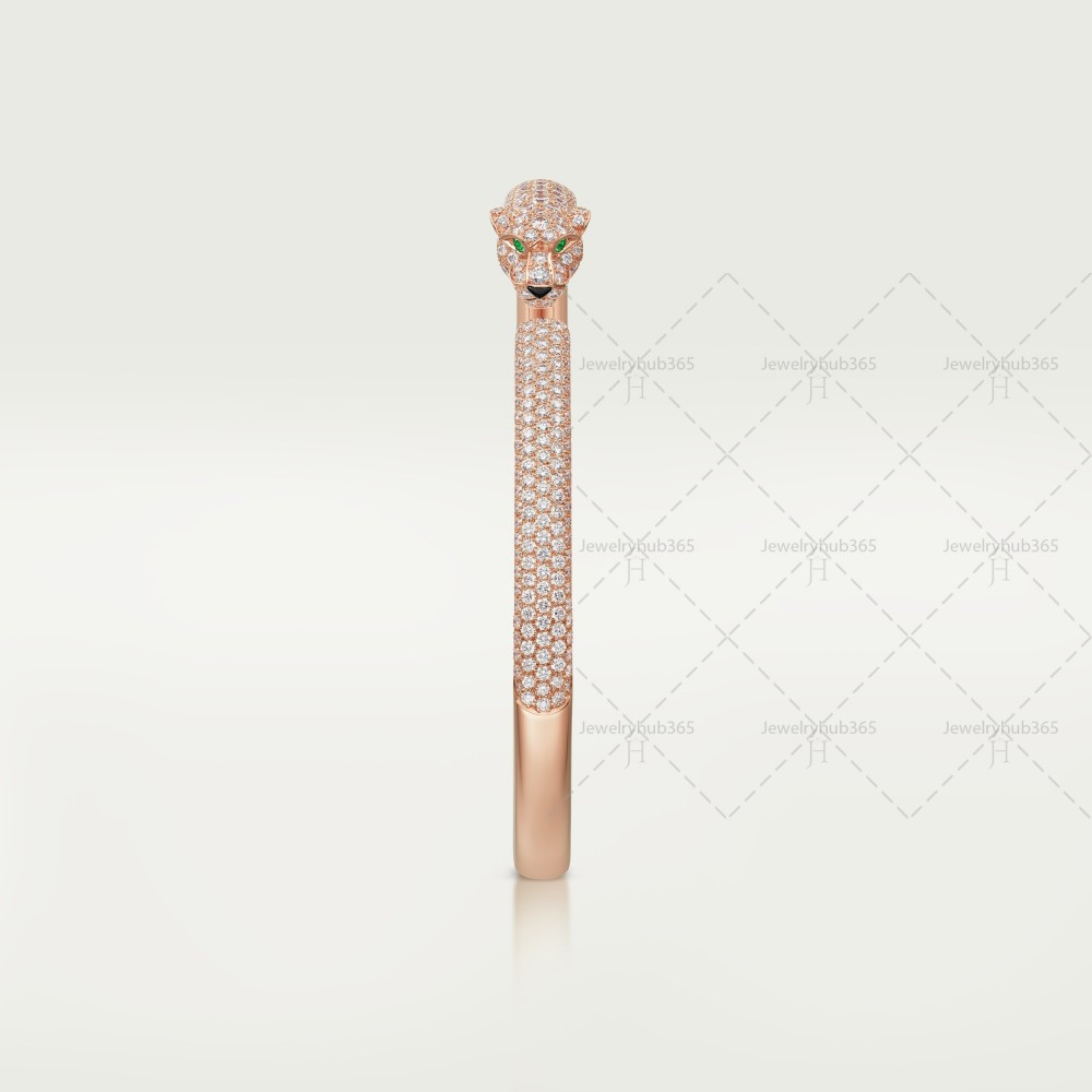 PANTHERE DE paved at head-tail bracelet Diamond Onyx Emerald Rose gold