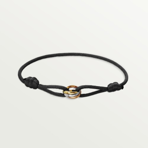 TRINITY Black cord bracelet small model Yellow/White/Rose gold