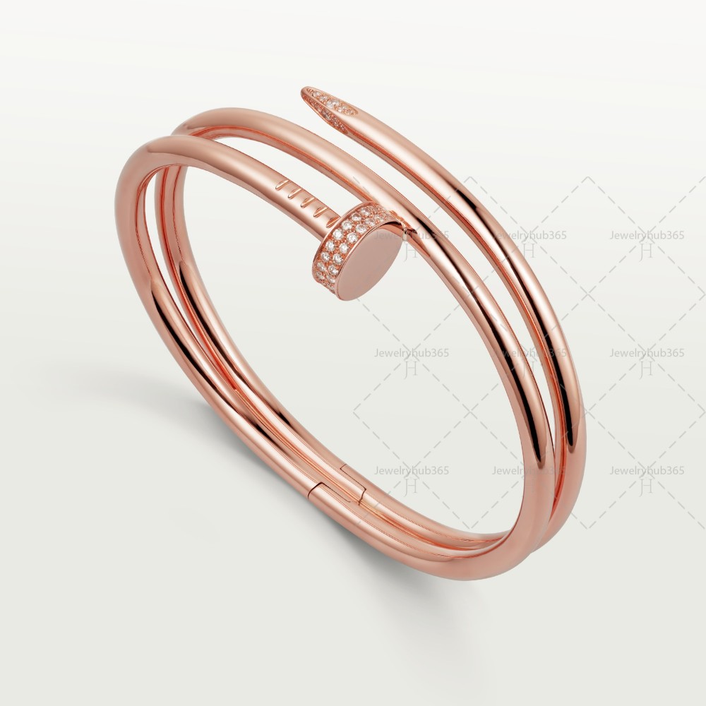 JUSTE UN CLOU 2 rounds W7mm bracelet 62-Diamond Rose gold