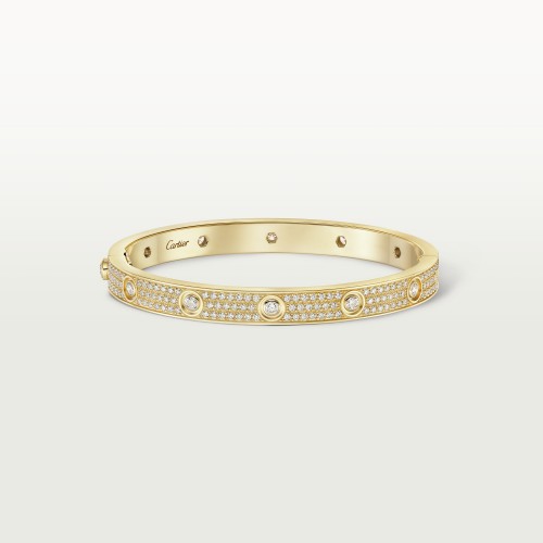 LOVE diamond-paved W6.7mm bracelet 216-Diamond Yellow gold