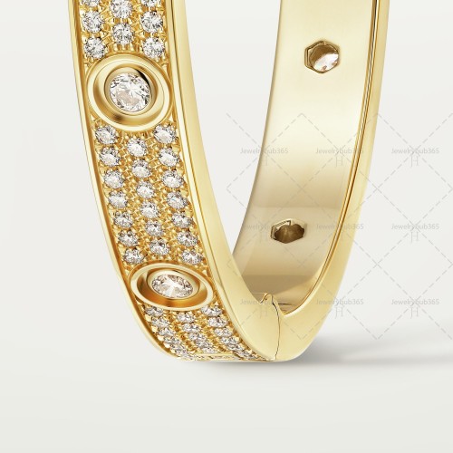 LOVE diamond-paved W6.7mm bracelet 216-Diamond Yellow gold