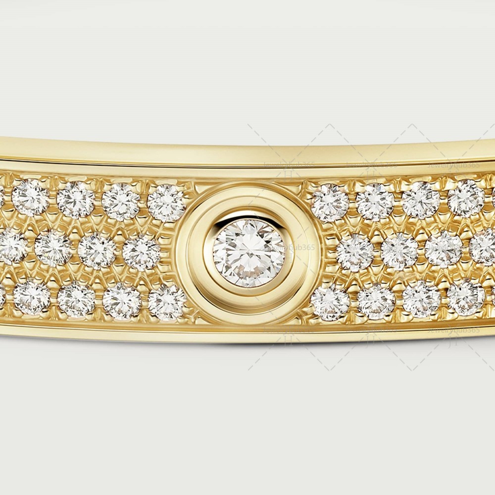 LOVE diamond-paved W6.7mm bracelet 216-Diamond Yellow gold