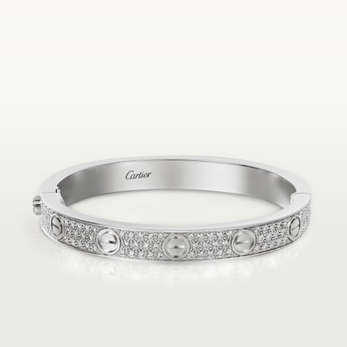 LOVE diamond-paved W6.7mm bracelet 216-Diamond White gold