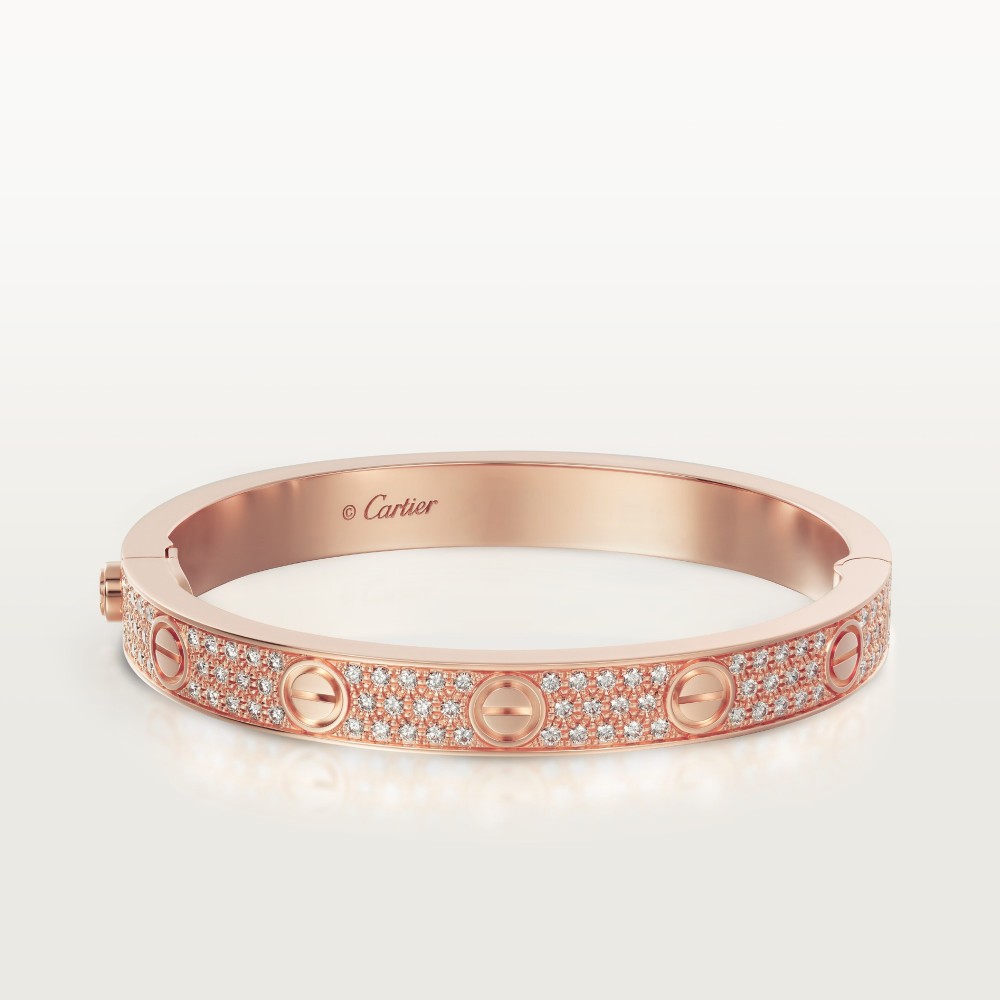 LOVE diamond-paved W6.7mm bracelet 216-Diamond Rose gold