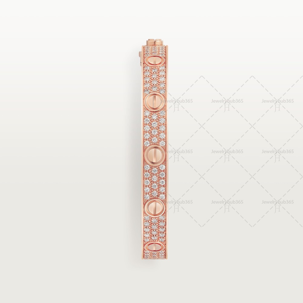 LOVE diamond-paved W6.7mm bracelet 216-Diamond Rose gold