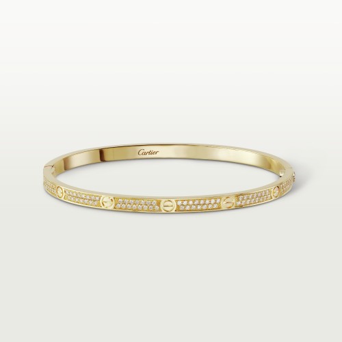 LOVE diamond-paved W3.65mm bracelet small model 177-Diamond Yellow gold