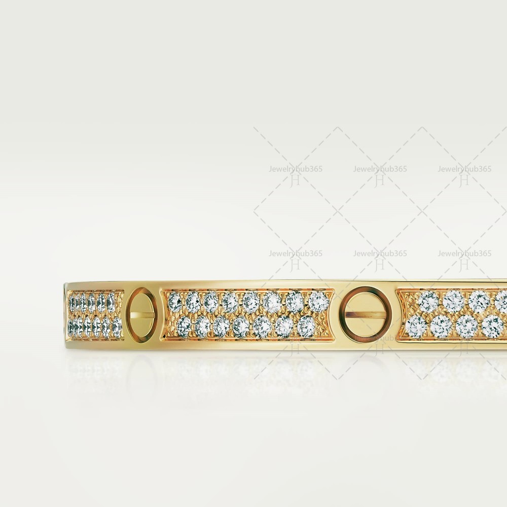 LOVE diamond-paved W3.65mm bracelet small model 177-Diamond Yellow gold