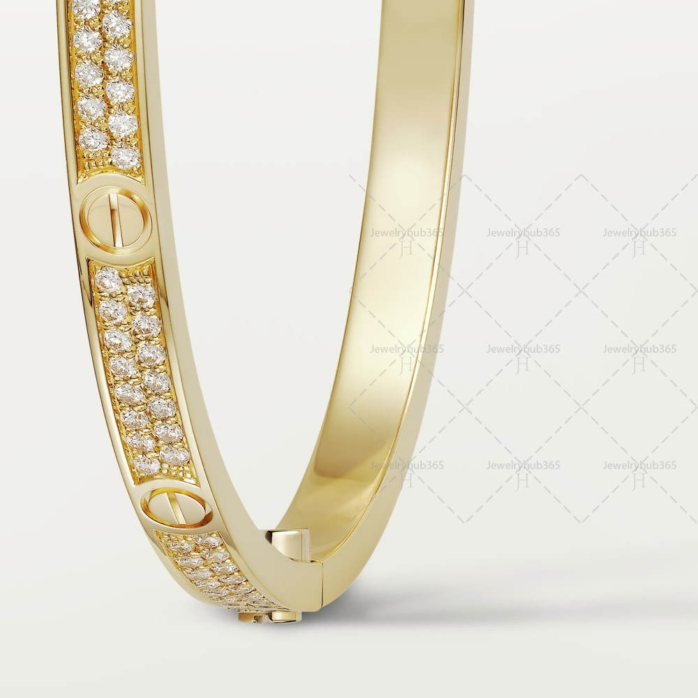 LOVE diamond-paved W3.65mm bracelet small model 177-Diamond Yellow gold