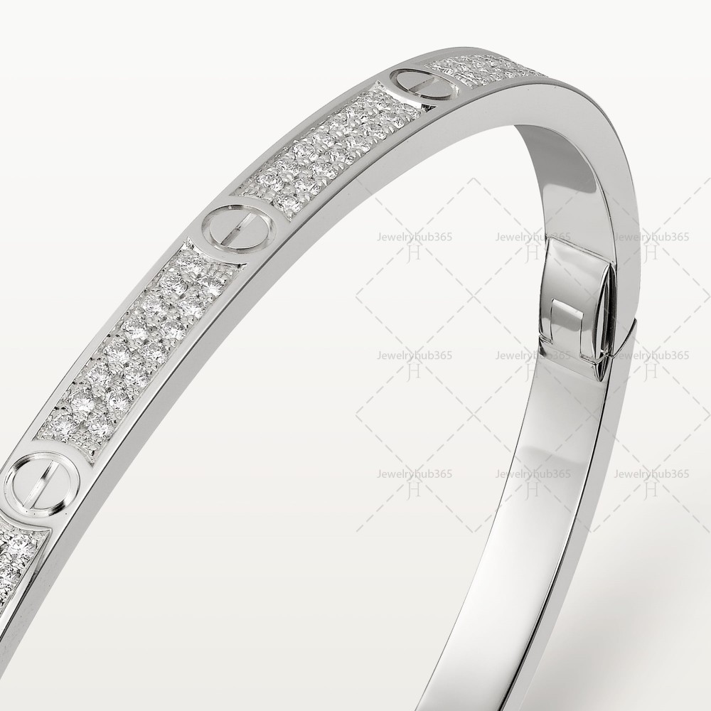 LOVE diamond-paved W3.65mm bracelet small model 177-Diamond White gold