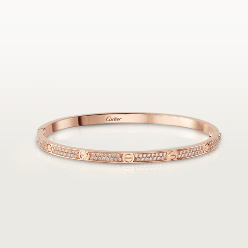 LOVE diamond-paved W3.65mm bracelet small model 177-Diamond Rose gold