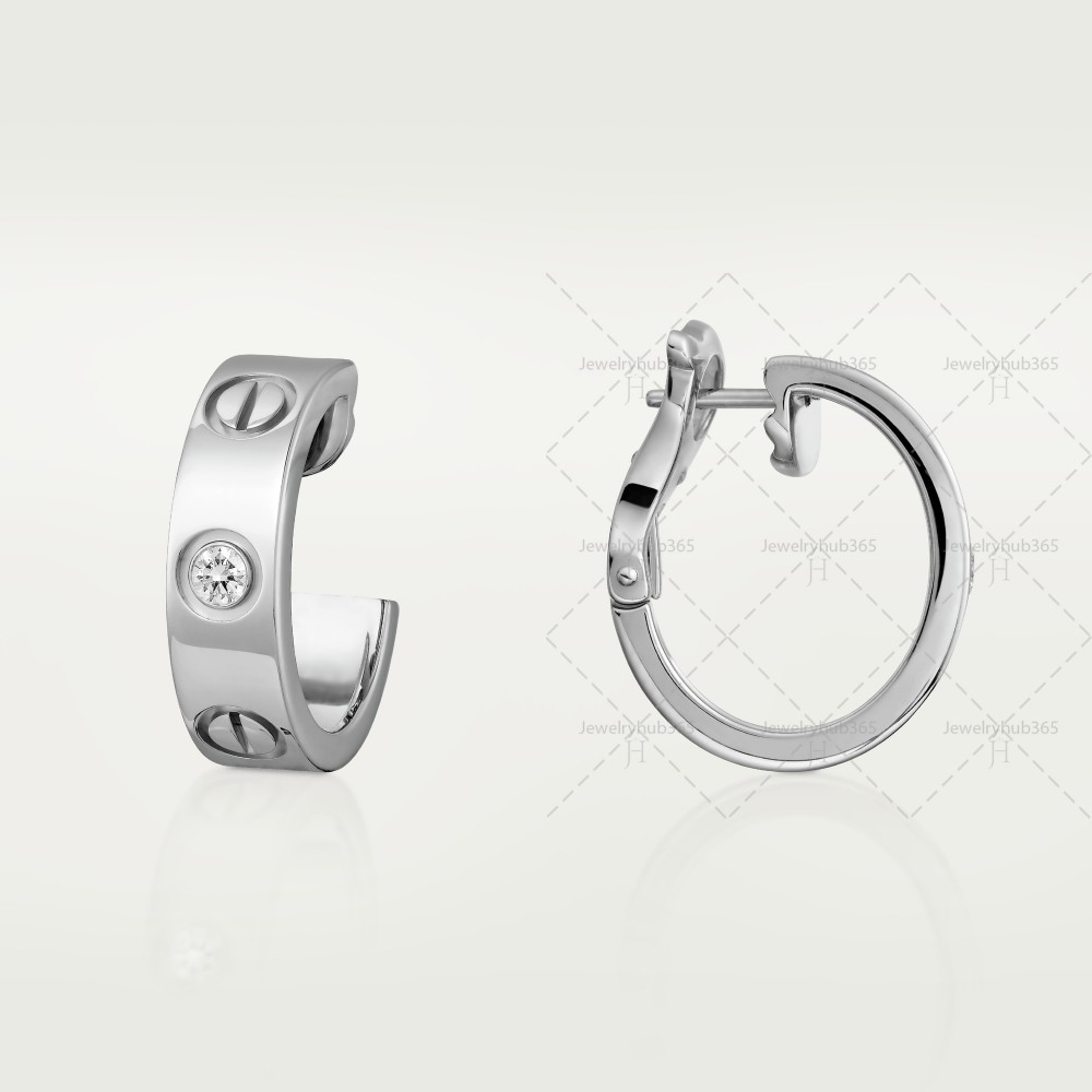 LOVE W5.7mm earrings 1-Diamond White gold