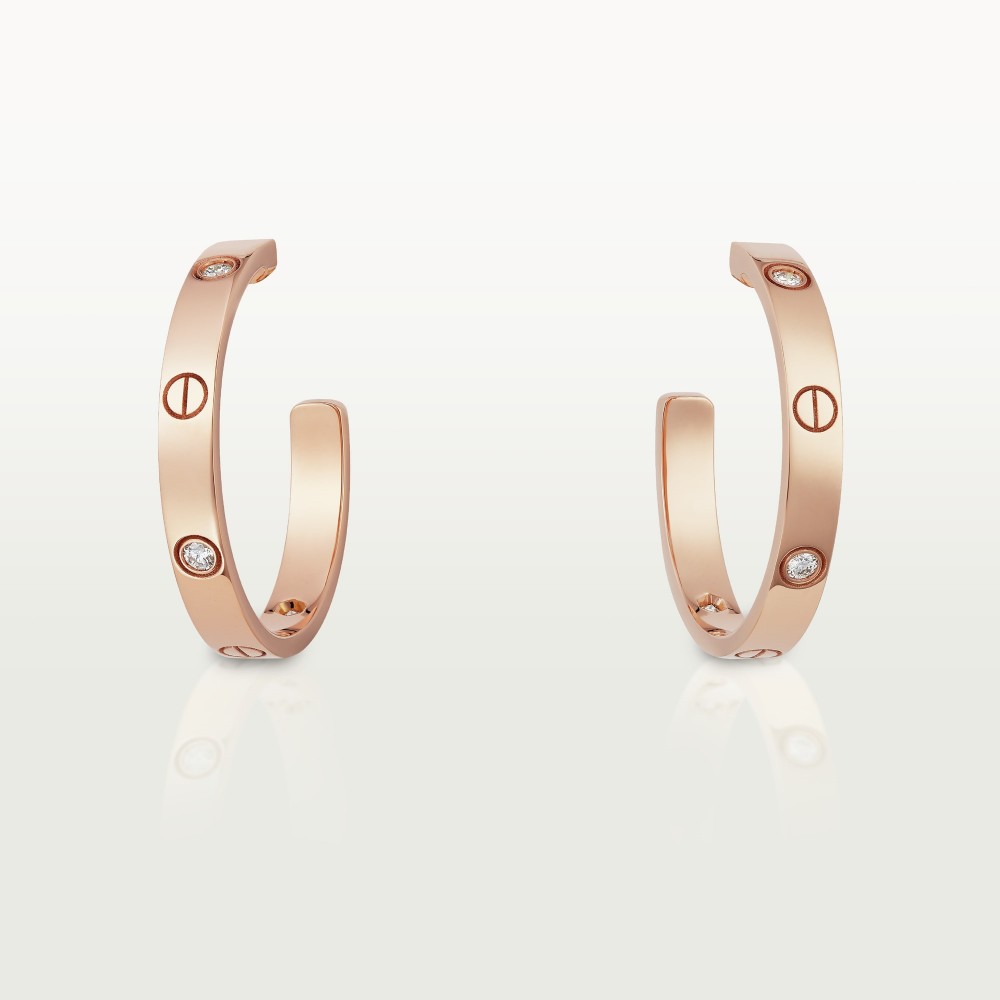 LOVE earrings 3-Diamond Rose gold