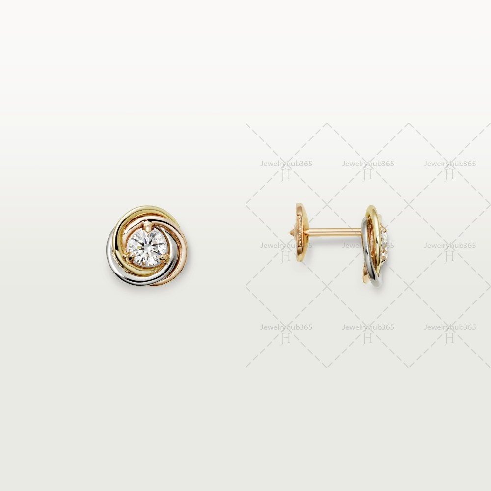 TRINITY D5.3mm earrings 1-Diamond Yellow/White/Rose gold