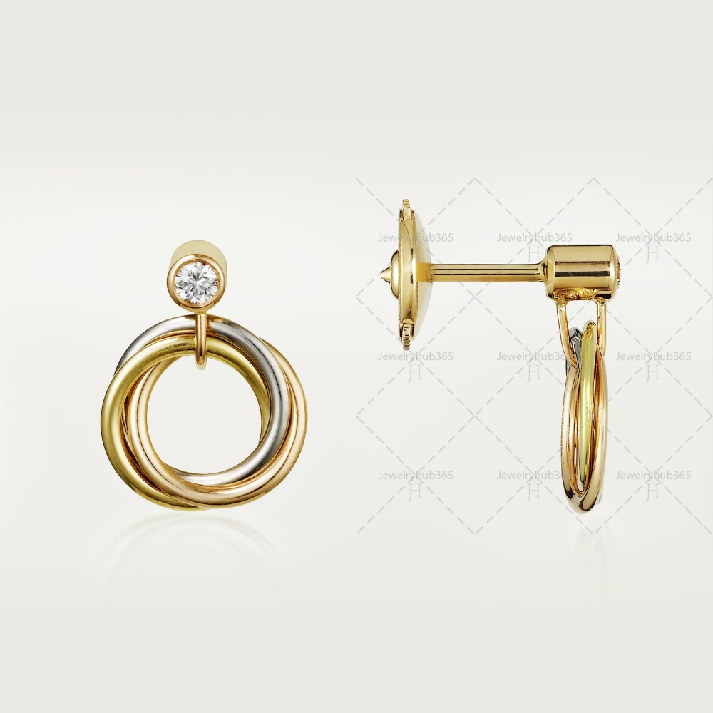 TRINITY D7.3mm earrings 1-Diamond Yellow/White/Rose gold