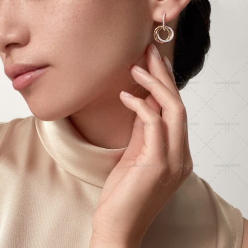 TRINITY earrings 76-Diamond Yellow/White/Rose gold