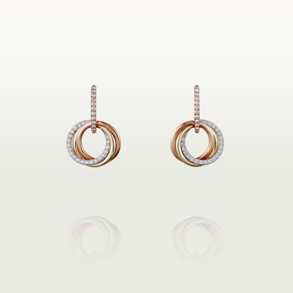 TRINITY earrings 76-Diamond Yellow/White/Rose gold