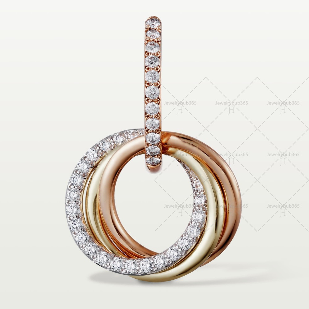 TRINITY earrings 76-Diamond Yellow/White/Rose gold