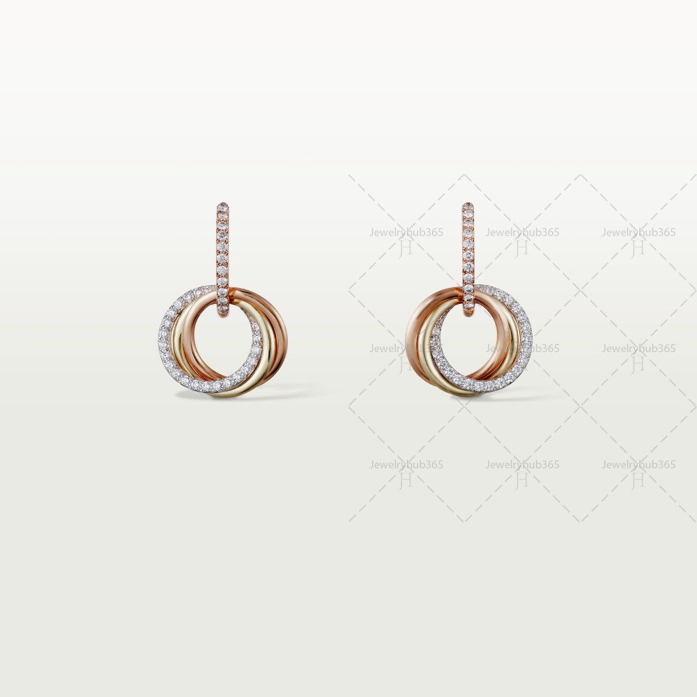 TRINITY earrings 76-Diamond Yellow/White/Rose gold