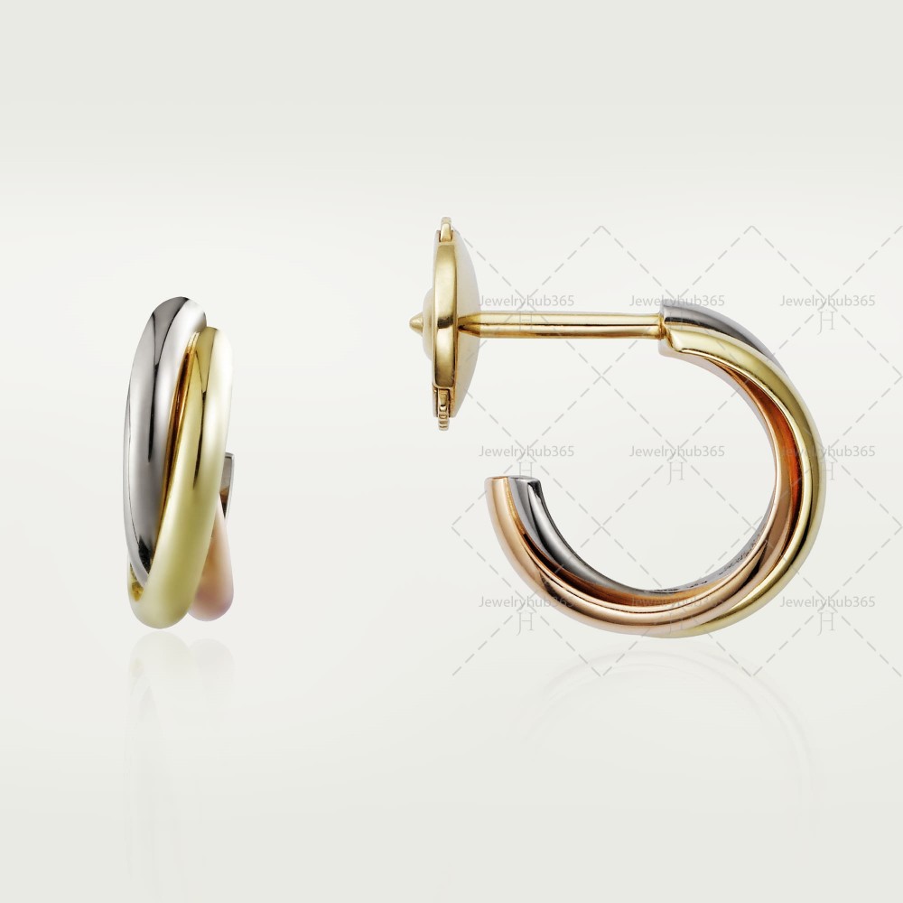 TRINITY D10mm earrings Yellow/White/Rose gold