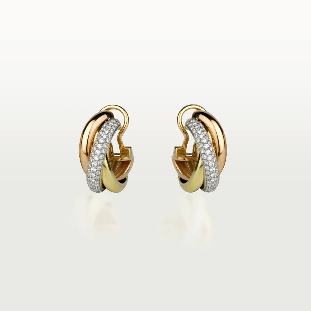 TRINITY D13.4mm earrings 71-Diamond Yellow/White/Rose gold