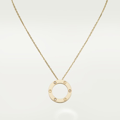 LOVE L420mm necklace 3-Diamond Yellow gold