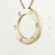 LOVE L420mm necklace 3-Diamond Yellow gold