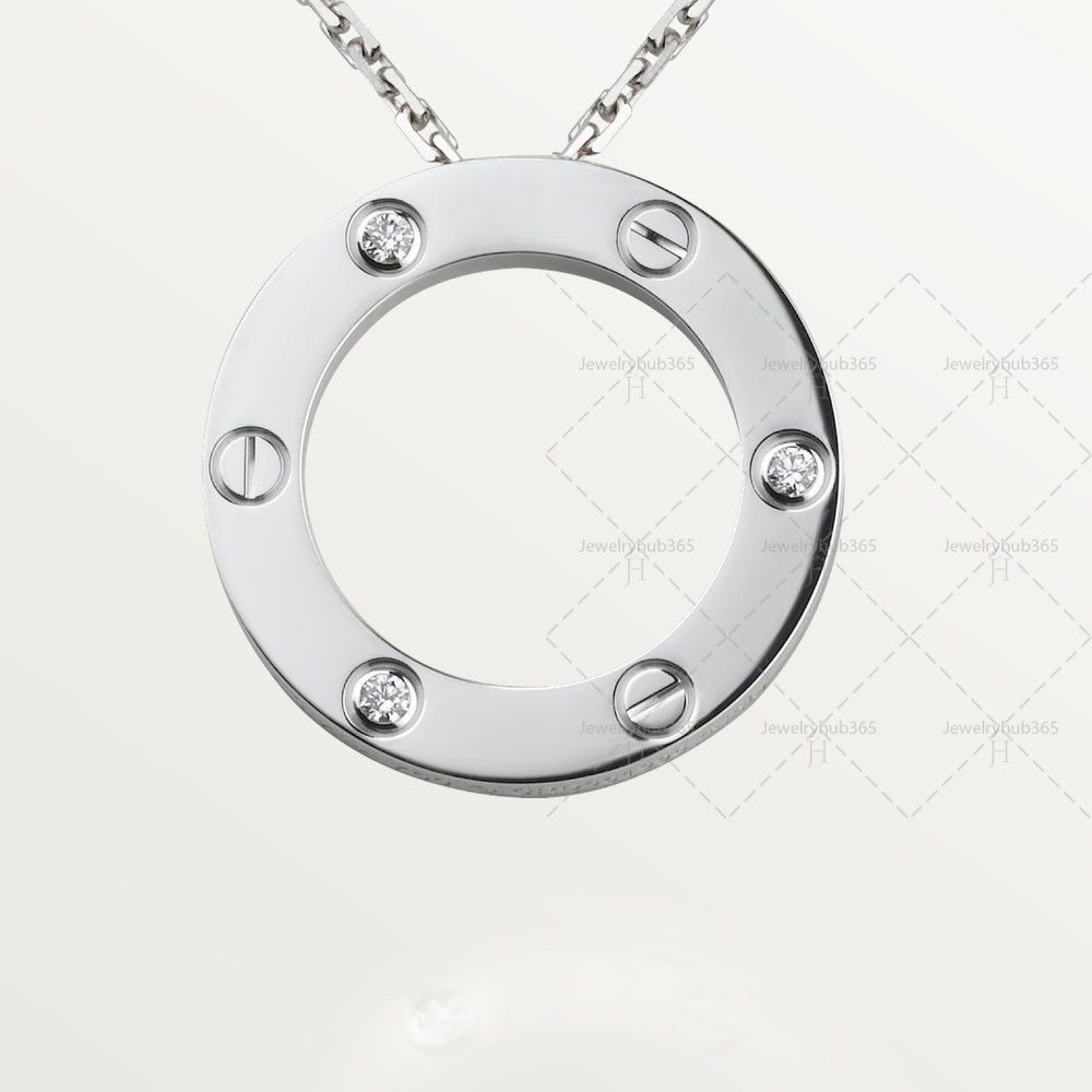 LOVE L420mm necklace 3-Diamond White gold