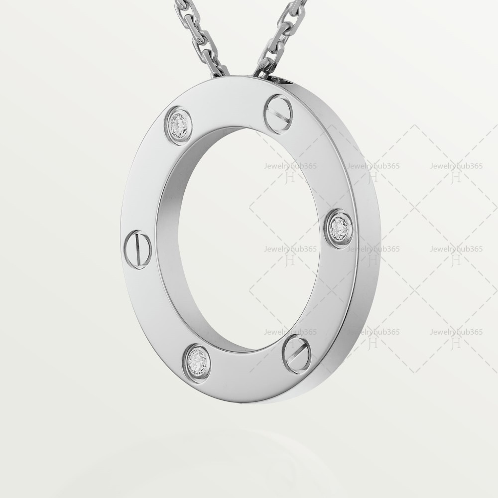 LOVE L420mm necklace 3-Diamond White gold