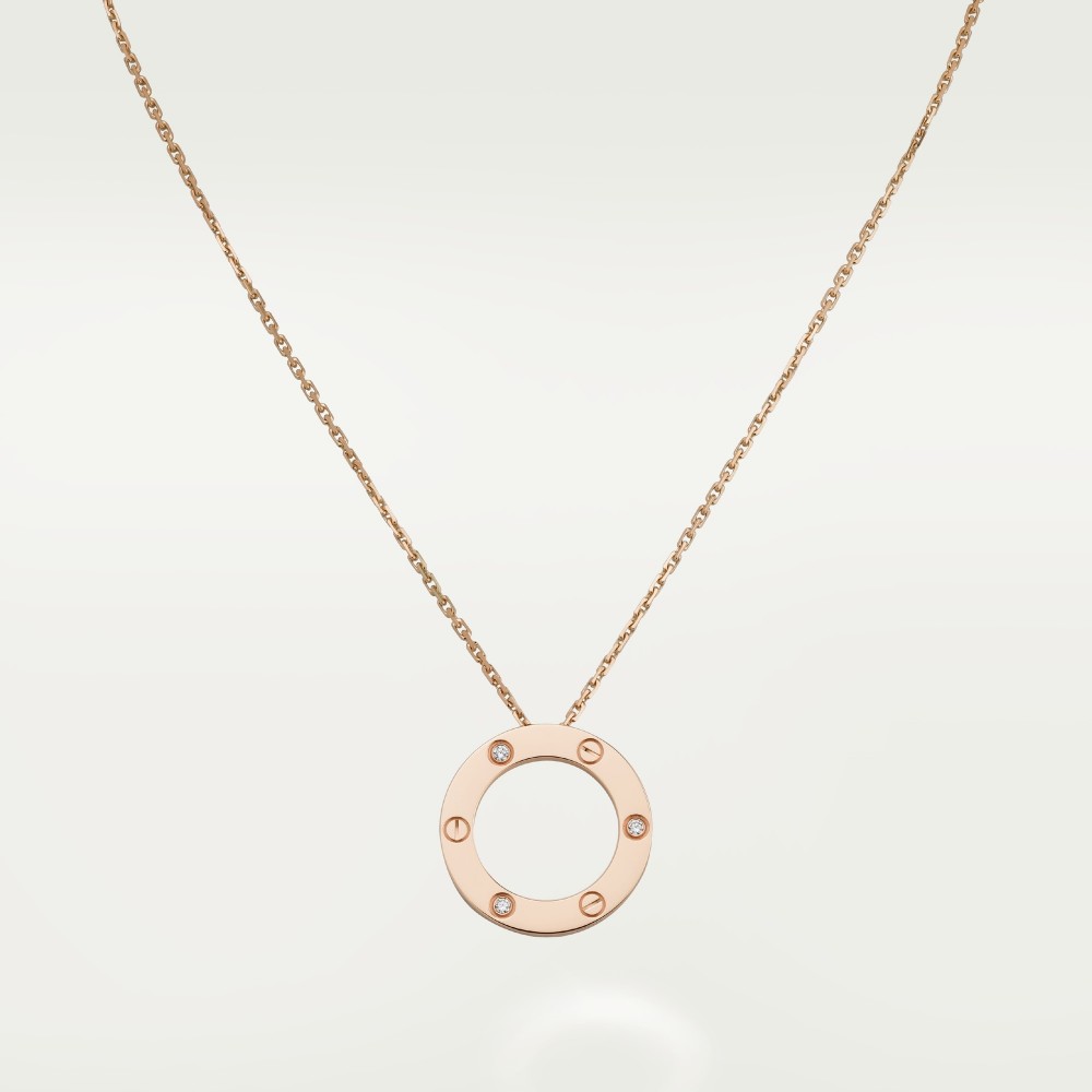 LOVE L420mm necklace 3-Diamond Rose gold