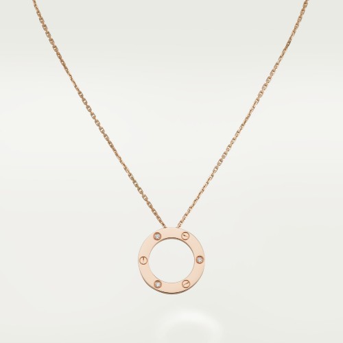 LOVE L420mm necklace 3-Diamond Rose gold