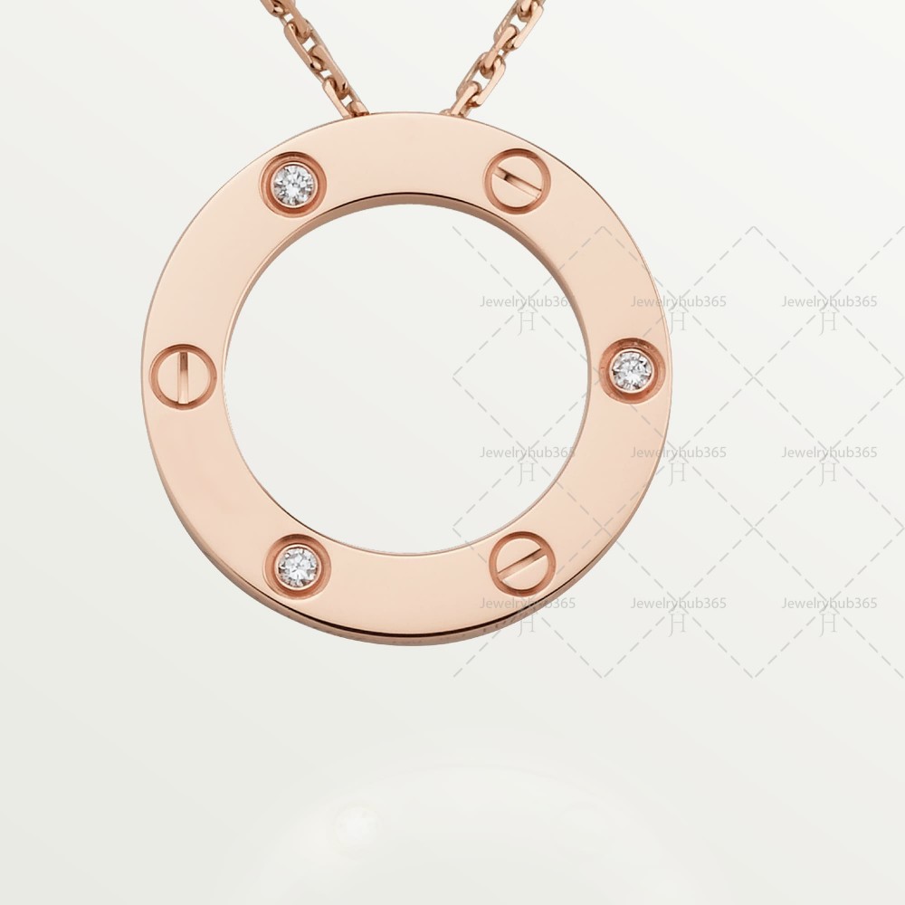 LOVE L420mm necklace 3-Diamond Rose gold