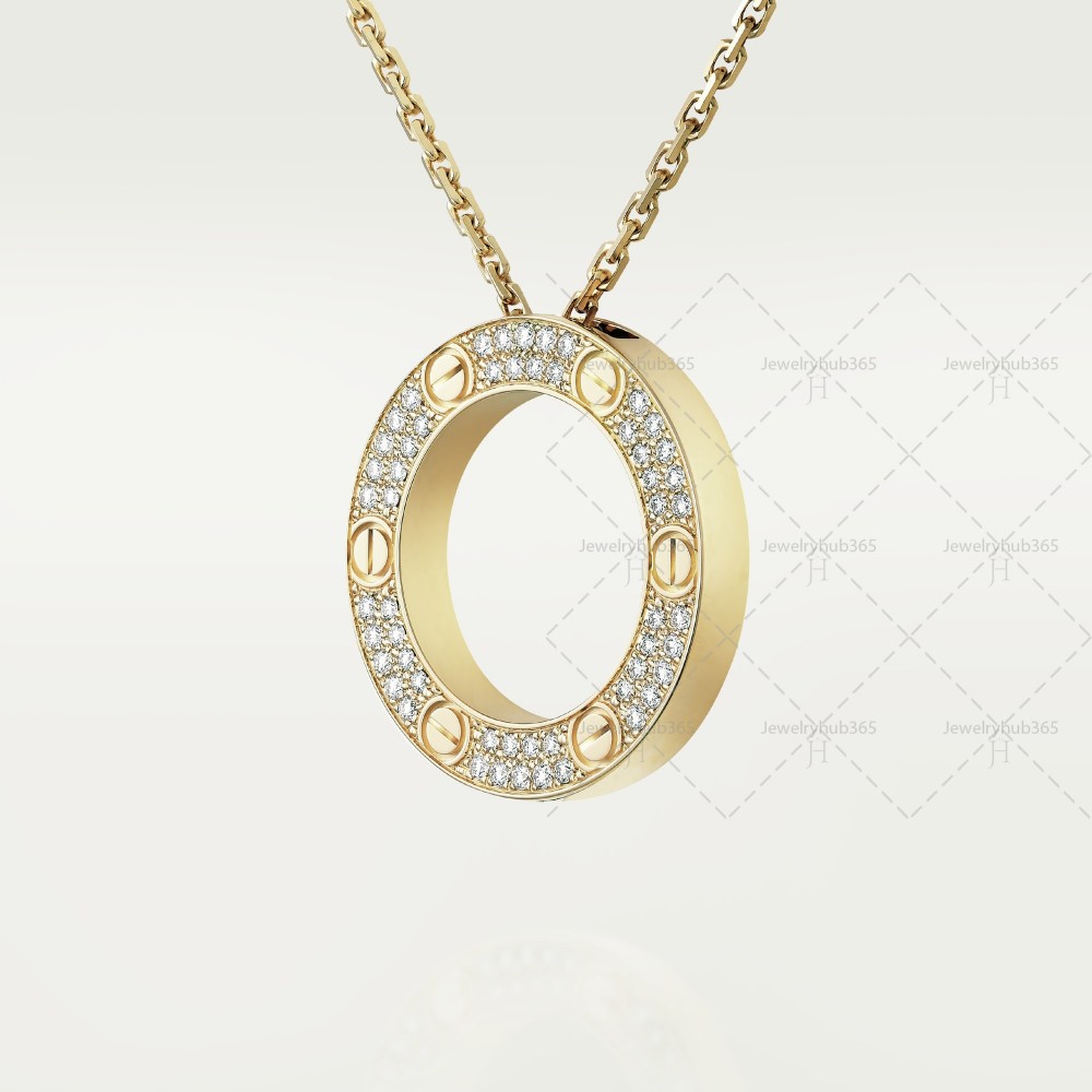 LOVE Diamond-Paved necklace 54-Diamond Yellow gold