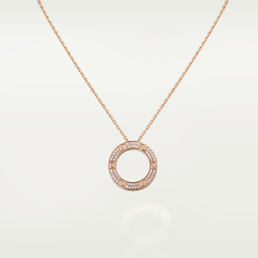 LOVE Diamond-Paved necklace 54-Diamond Rose gold