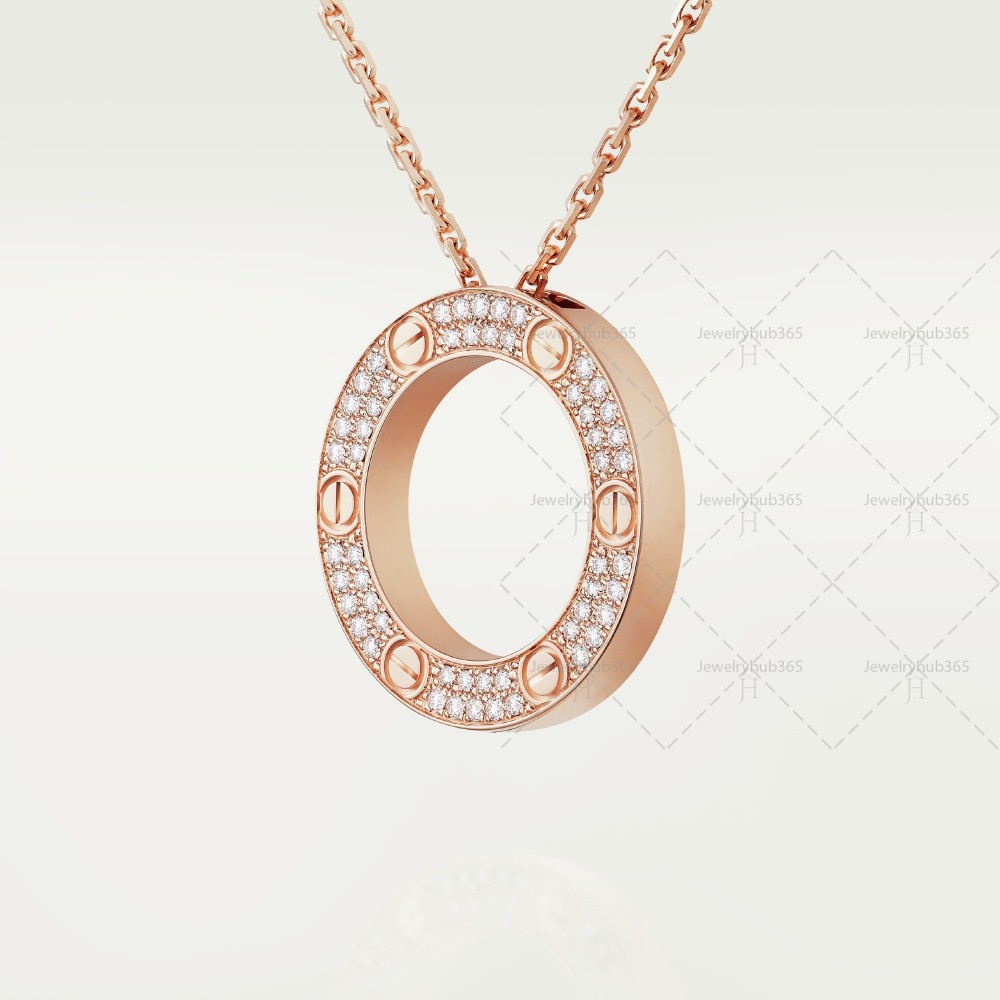 LOVE Diamond-Paved necklace 54-Diamond Rose gold