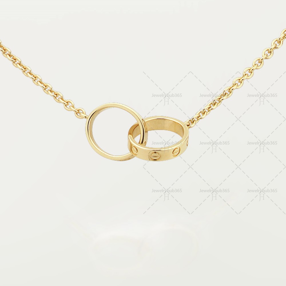 LOVE 2 rings, L440mm D8mm necklace Yellow gold