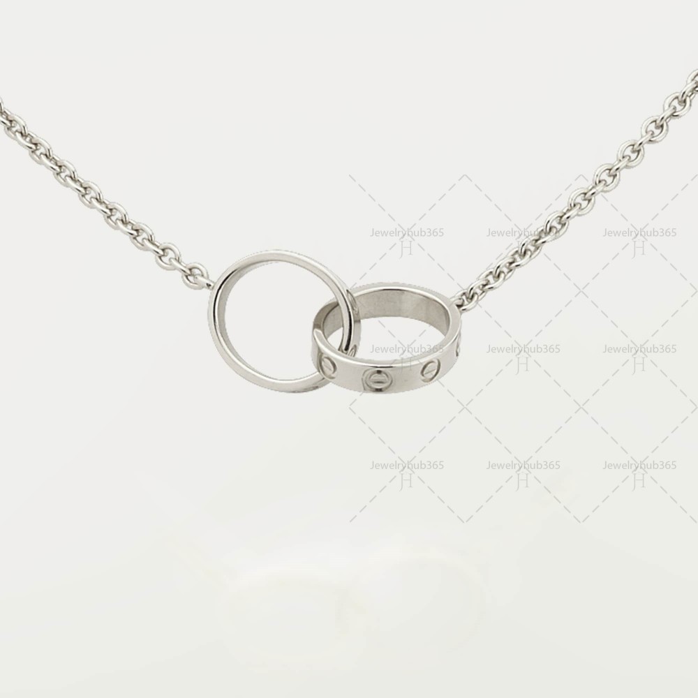 LOVE 2 rings, L440mm D8mm necklace White gold