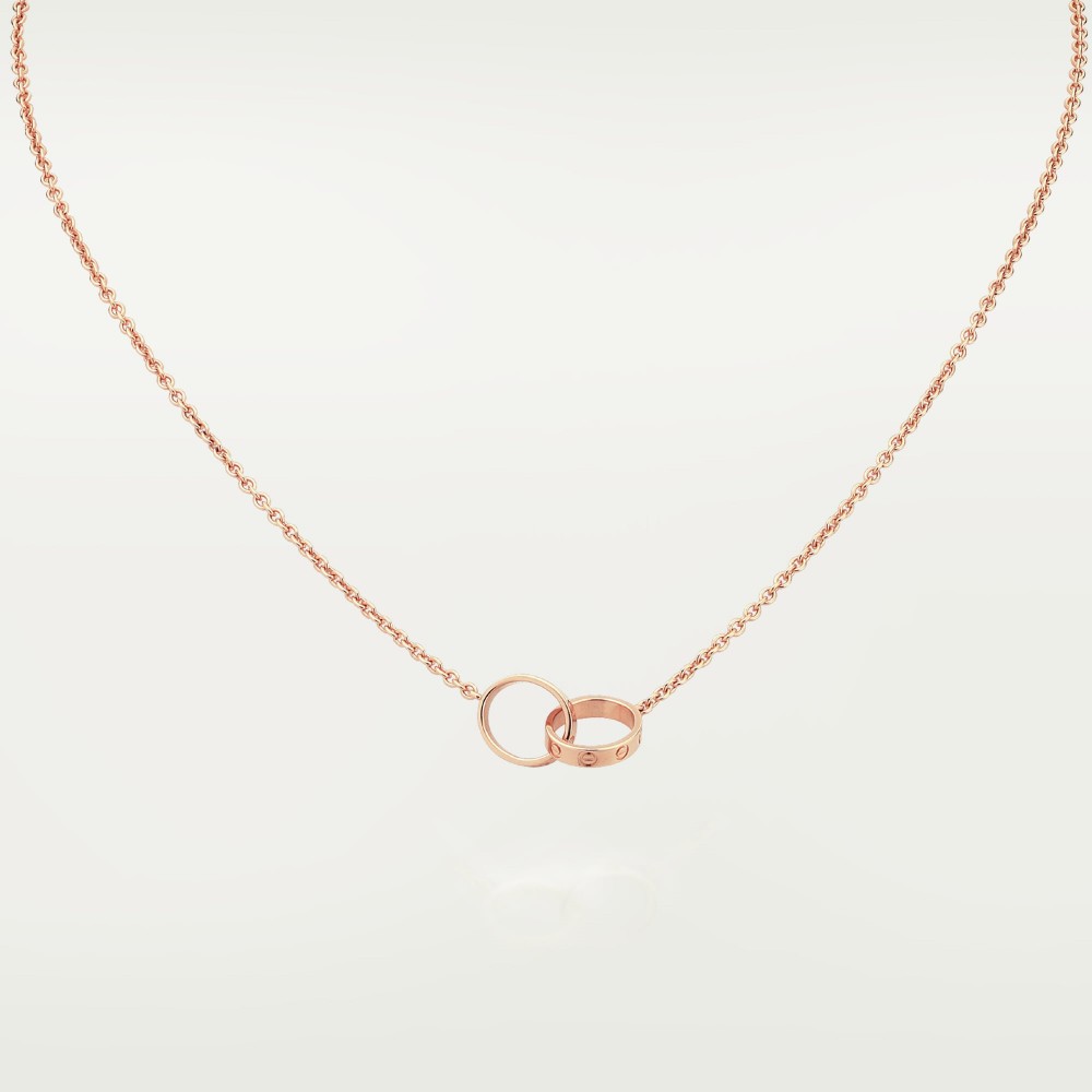 LOVE 2 rings, L440mm D8mm necklace Rose gold