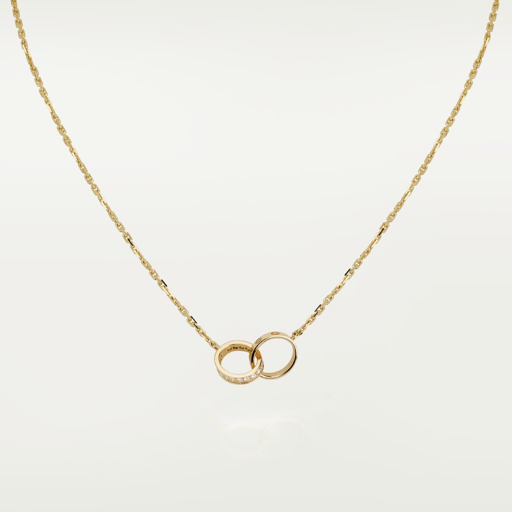 LOVE 2 rings, L420mm D7.6mm necklace 18-Diamond Yellow gold