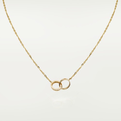 LOVE 2 rings, L420mm D7.6mm necklace 18-Diamond Yellow gold