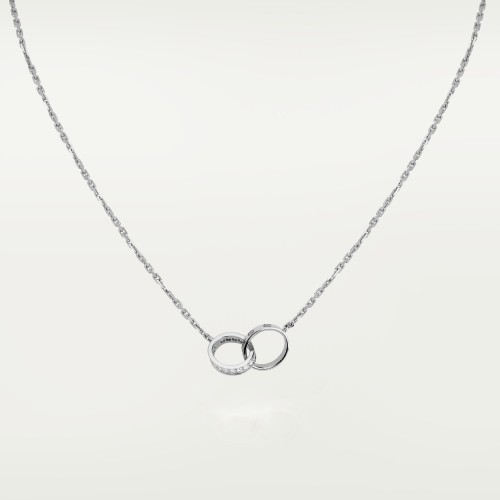 LOVE 2 rings, L420mm D7.6mm necklace 18-Diamond White gold