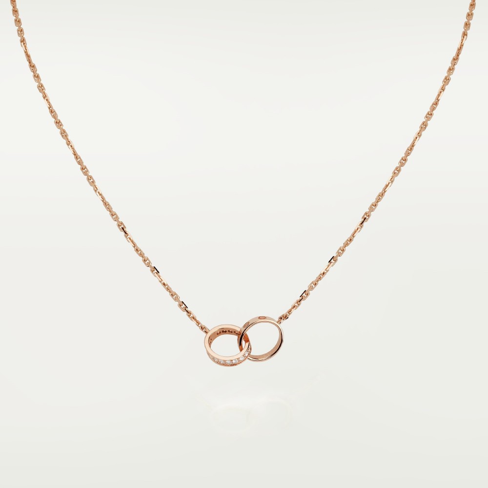 LOVE 2 rings, L420mm D7.6mm necklace 18-Diamond Rose gold