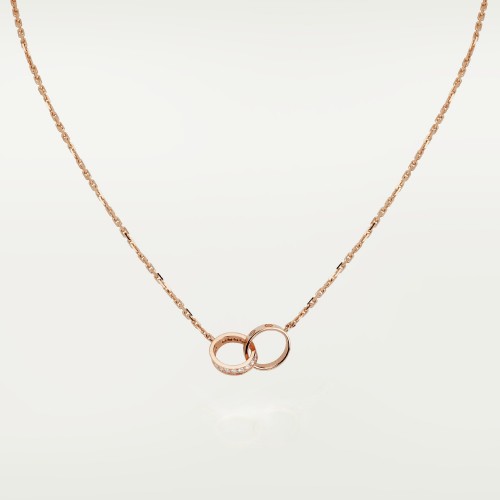 LOVE 2 rings, L420mm D7.6mm necklace 18-Diamond Rose gold