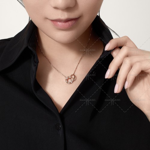 LOVE 2 rings, L410mm D7.6mm necklace 48-Diamond Rose gold