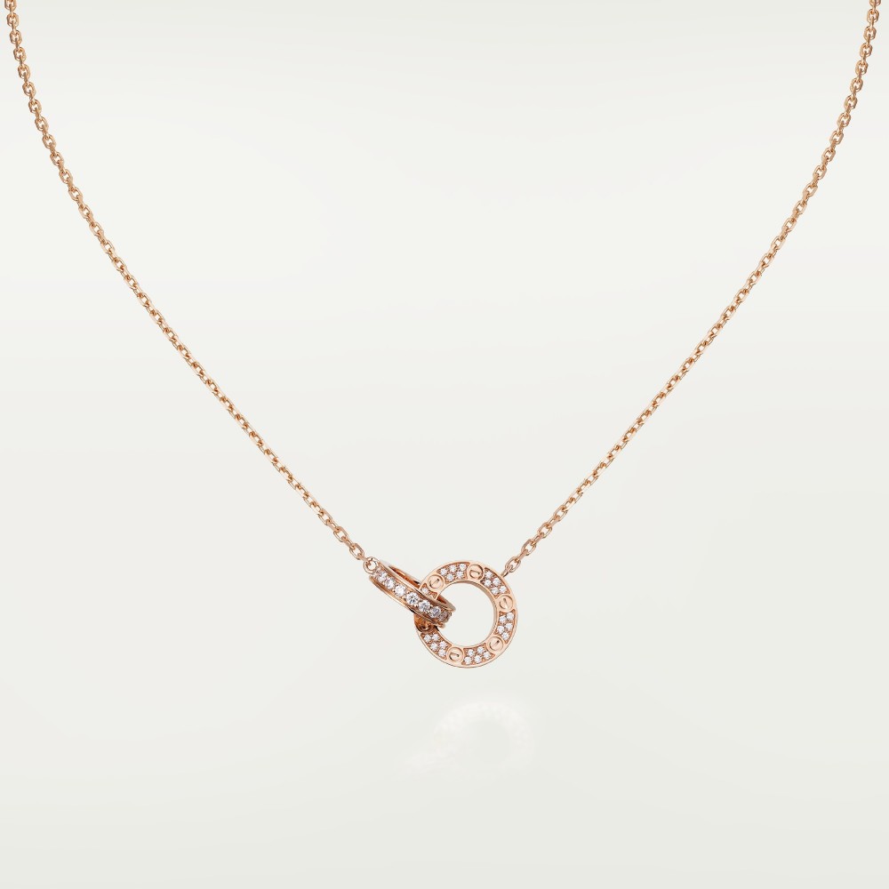 LOVE 2 rings, L410mm D7.6mm necklace 48-Diamond Rose gold