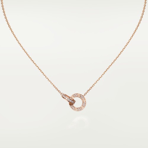 LOVE 2 rings, L410mm D7.6mm necklace 48-Diamond Rose gold