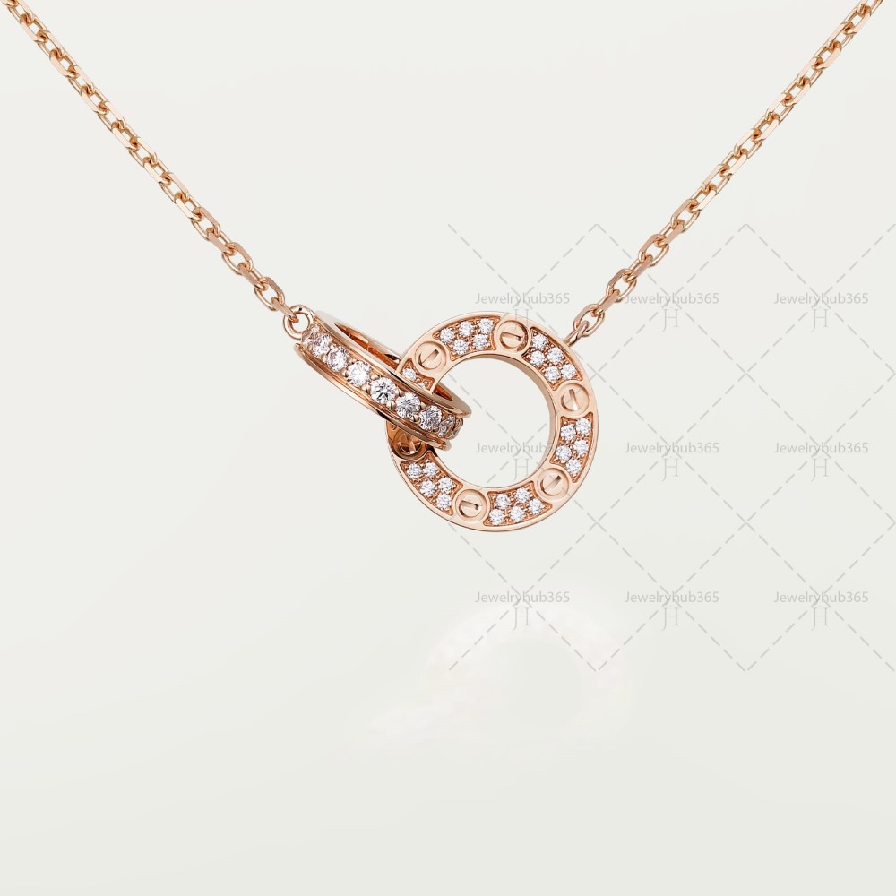 LOVE 2 rings, L410mm D7.6mm necklace 48-Diamond Rose gold