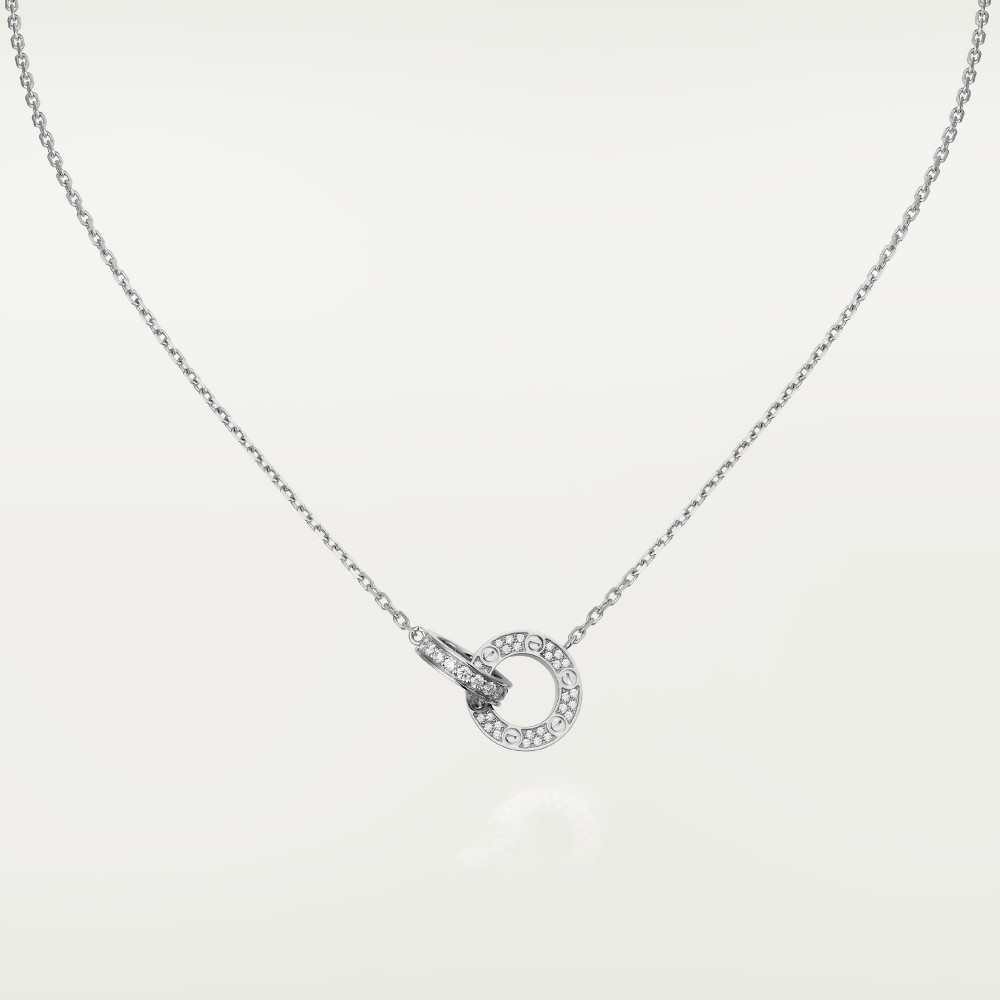 LOVE 2 rings, L410mm D7.6mm necklace 48-Diamond White gold